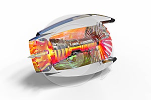 Computer aided design with 3D software. airplane engine development with the help of a computer software