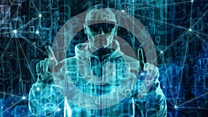 Computer algorithm symbol conception, computer software abstract background