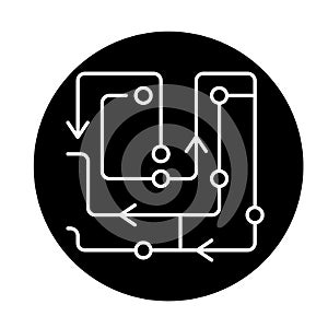 Computer algorithms black icon, vector sign on isolated background. Computer algorithms concept symbol, illustration