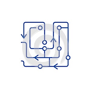 Computer algorithms line icon concept. Computer algorithms flat  vector symbol, sign, outline illustration.