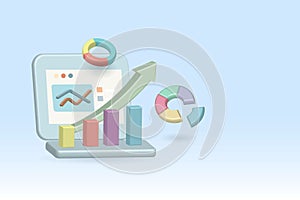 Computer analyzing business graph chart. Business development smart tools for success growth in future plan, business report and