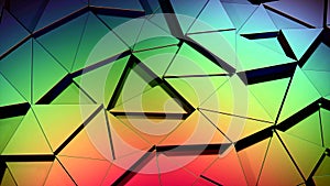 Computer animation of disappearing and appearing triangles. Design. 3D background with triangular pattern and swapping