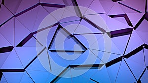 Computer animation of disappearing and appearing triangles. Design. 3D background with triangular pattern and swapping