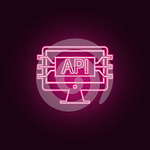 computer api interface icon. Elements of Web Development in neon style icons. Simple icon for websites, web design, mobile app,