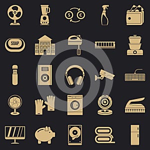 Computer app icons set, simple style