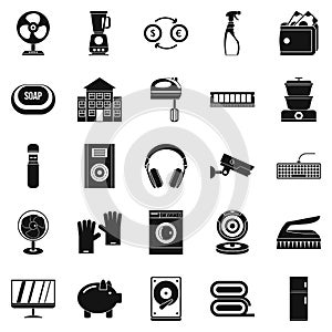 Computer app icons set, simple style