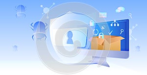 computer app protection shield data privacy security concept horizontal