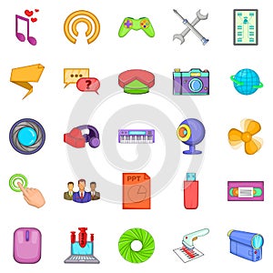 Computer application icons set, cartoon style