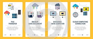 Computer, backup, file transfer, data and cloud computing icons