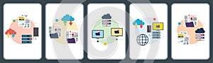 Computer, backup, file transfer, data and cloud computing icons