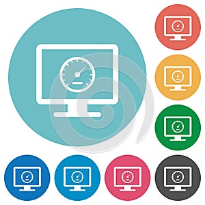 Computer benchmark flat round icons