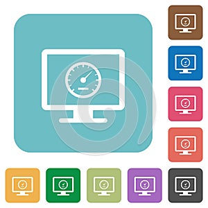 Computer benchmark rounded square flat icons