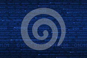 Computer binary code on blue