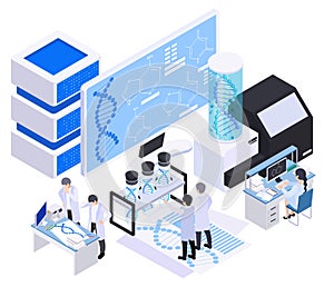 Computer Biotechnology Isometric Composition