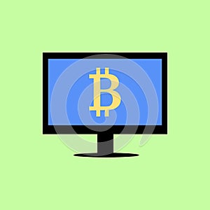 Computer with bitcoin sign