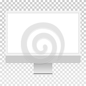 Computer blank screen mockup, desktop pc mock up isolated vector template