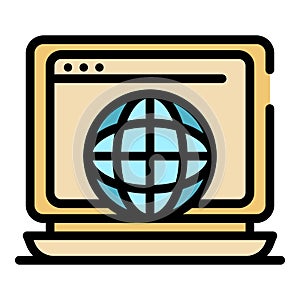Computer browser icon color outline vector