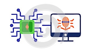 Computer bug and cybersecurity threat detection, digital error vector, vector design Generative AI