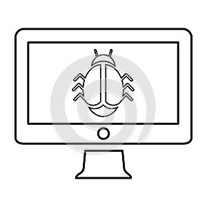 Computer Bug Icon In Outline Style