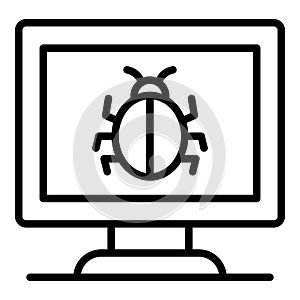 Computer bug icon, outline style