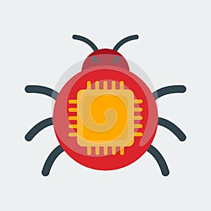 Computer bug icon. The symbol of the abduction of intellectual property. The concept for the web and mobile applications.