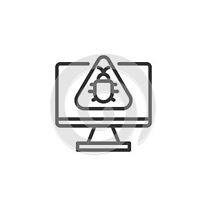 Computer bug line icon