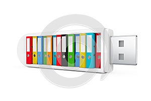 Computer Business Concept. Colorful Office Folders in USB Flash