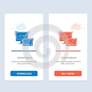 Computer, Business, Laptop, MacBook, Technology  Blue and Red Download and Buy Now web Widget Card Template