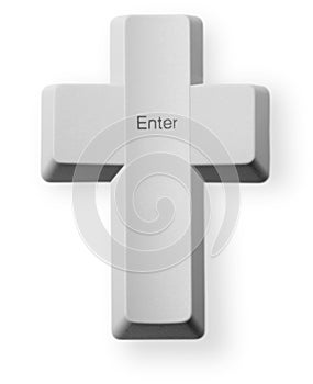 Computer button Enter - Christian cross