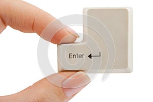 Computer button in hand