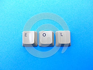 Computer buttons form a EOL End of live abbreviation. Computer and internet slang