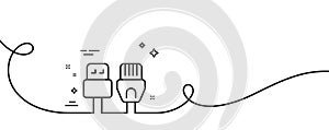 Computer cables line icon. Usb, rj45 connection wires sign. Continuous line with curl. Vector