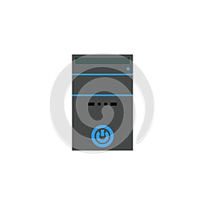 Computer Case icon filled flat cartoon style vector illustration