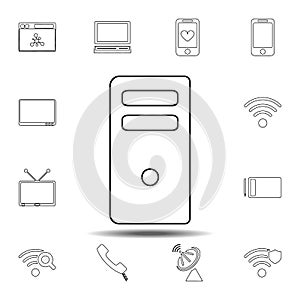 Computer case icon. Simple thin line, outline vector element of Technology icons set for UI and UX, website or mobile application