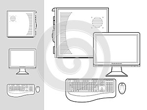 Computer with case, keyboard, mouse and monitor