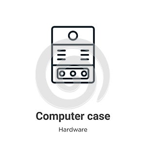 Computer case outline vector icon. Thin line black computer case icon, flat vector simple element illustration from editable