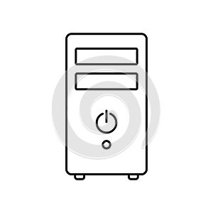 Computer case PC line icon. linear style sign. cpu tower box outline vector icon.