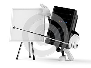 Computer character with blank whiteboard