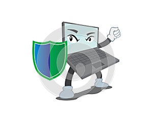 Computer Character Holding Shield as Symbolization of Protection and Security photo