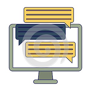 Computer chat bubbles symbol blue lines