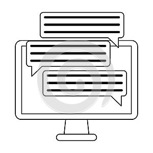 Computer chat bubbles symbol black and white