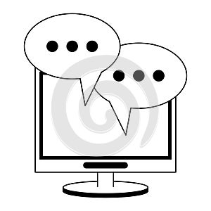 Computer chat symbol black and white