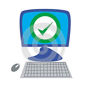 Computer with check mark logo or illustration