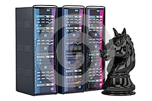 Computer Chess AI concept, 3D rendering