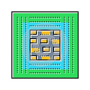 computer chip ai integration color icon vector illustration