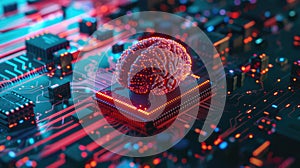 A computer chip with a brain on it