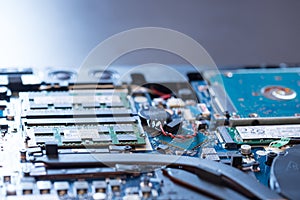 Computer Technology: Close up of a computer chip on a circuit board