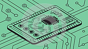Computer chip circuit board, technology and electronics, IT component vector design Generative AI