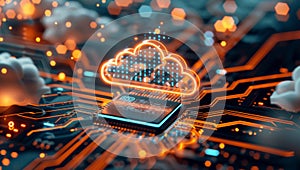 A computer chip with a cloud on it by AI generated image