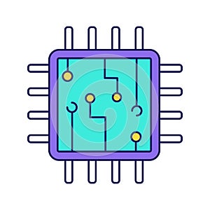 Computer chip color icon